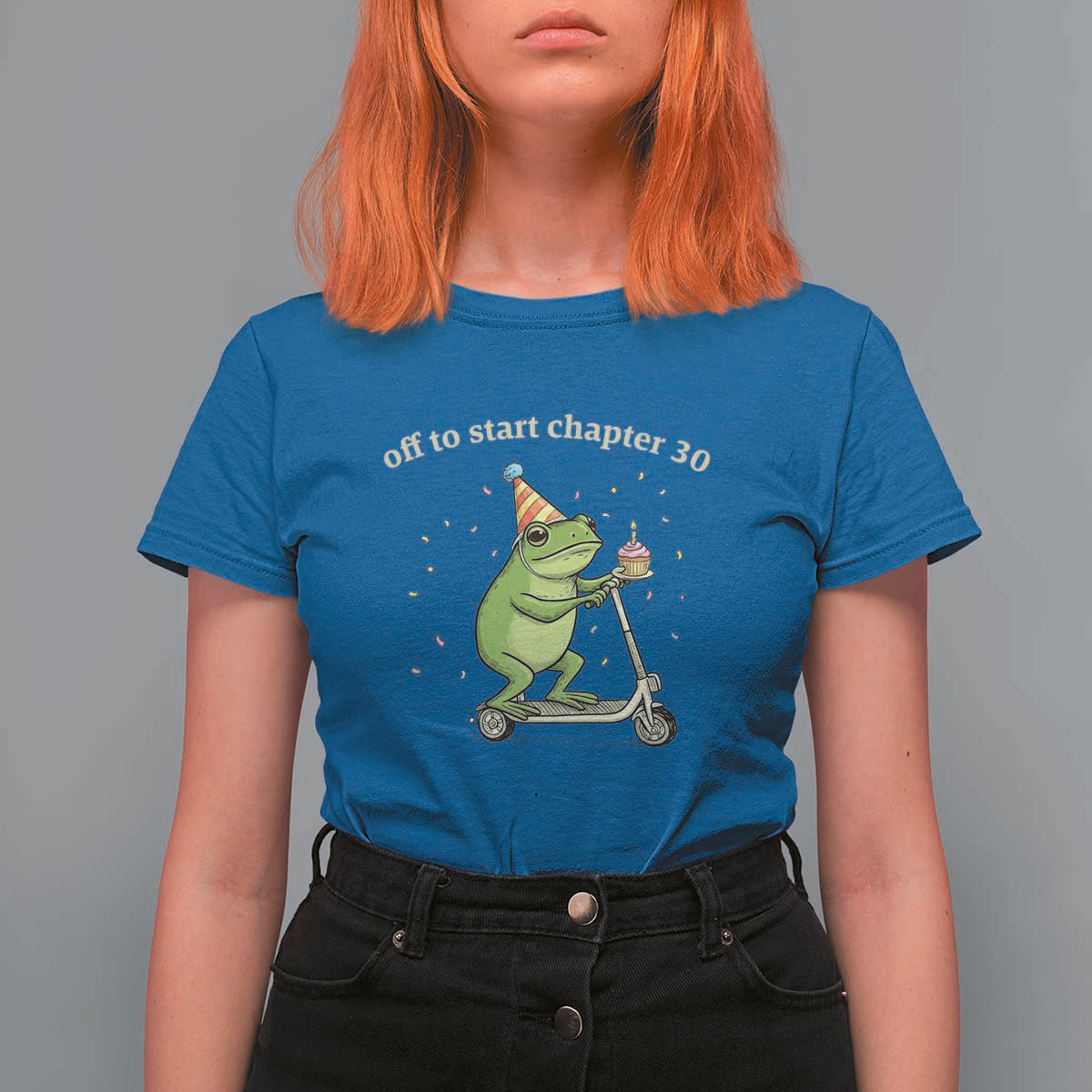 Off To Start Chapter 30 T Shirt For Women Funny Frog Scooter 30th Birthday Gift