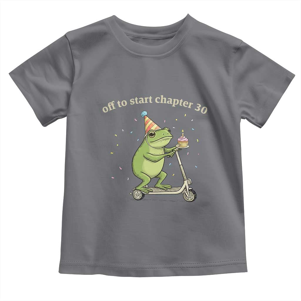 Off To Start Chapter 30 Toddler T Shirt Funny Frog Scooter 30th Birthday Gift