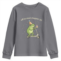 Off To Start Chapter 30 Youth Sweatshirt Funny Frog Scooter 30th Birthday Gift