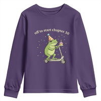 Off To Start Chapter 30 Youth Sweatshirt Funny Frog Scooter 30th Birthday Gift
