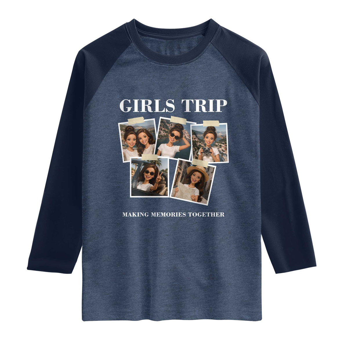 Funny Doll Face Meme Girls Trip Raglan Shirt Travel Squad Bestie Gift