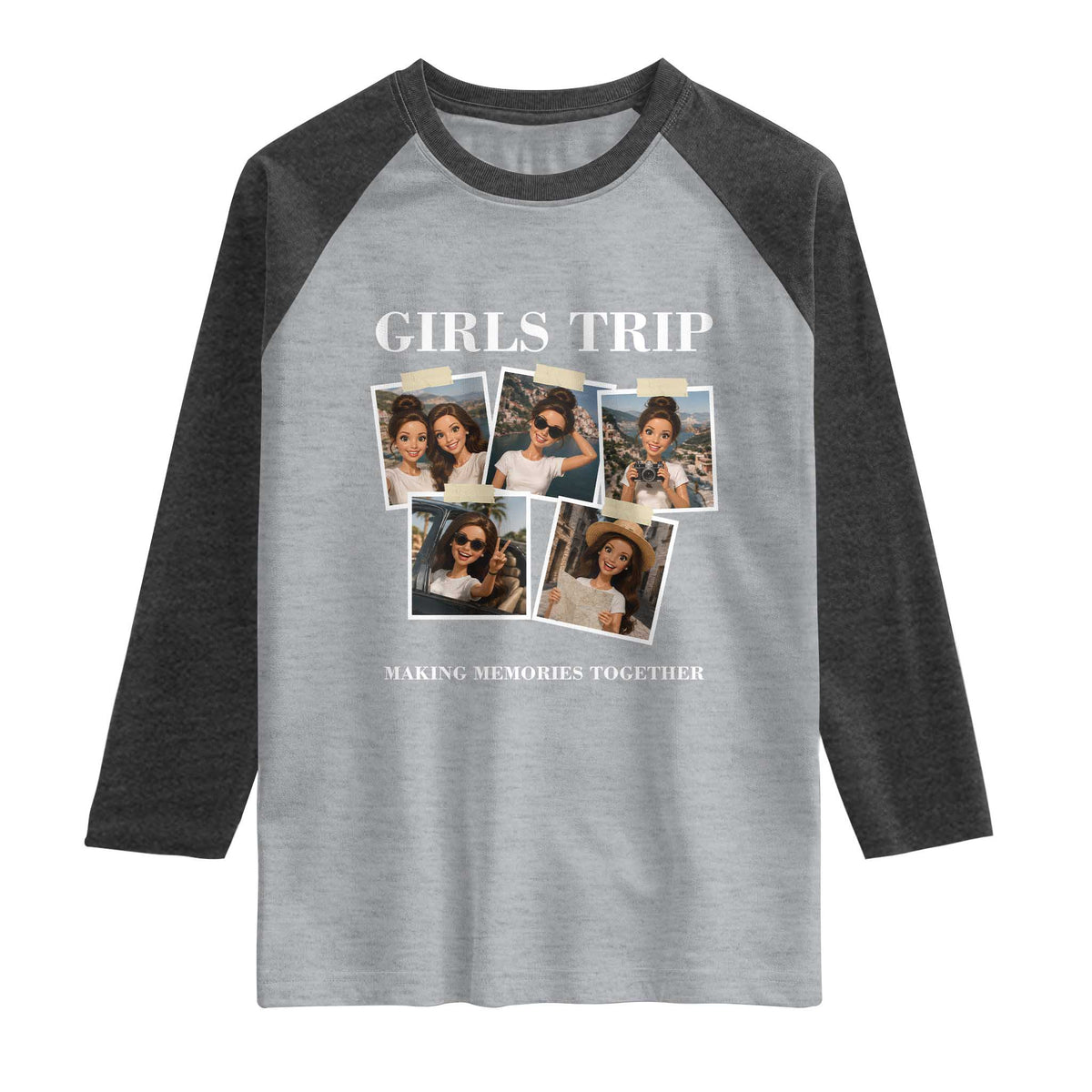 Funny Doll Face Meme Girls Trip Raglan Shirt Travel Squad Bestie Gift