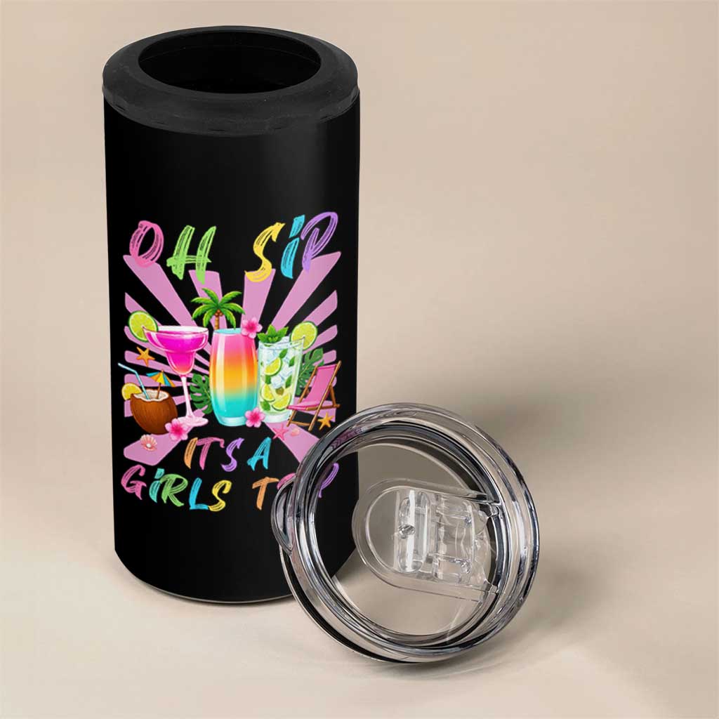 Oh Sip It Is A Girls Trip 4 in 1 Can Cooler Tumbler Funny Besties Vacation