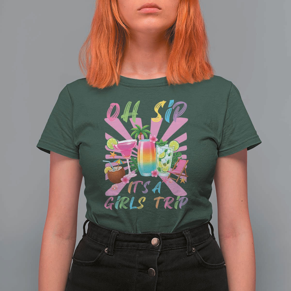 Oh Sip It Is A Girls Trip T Shirt For Women Funny Besties Vacation