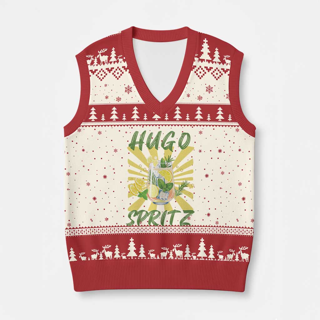 Hugo Spritz V-Neck Knit Sweater Vest Funny Tropical Cocktail Vacation