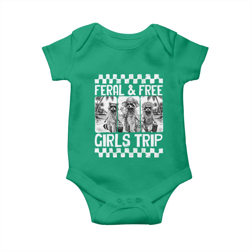 Funny Raccoon Girls Trip Travel Baby Onesie Feral And Free