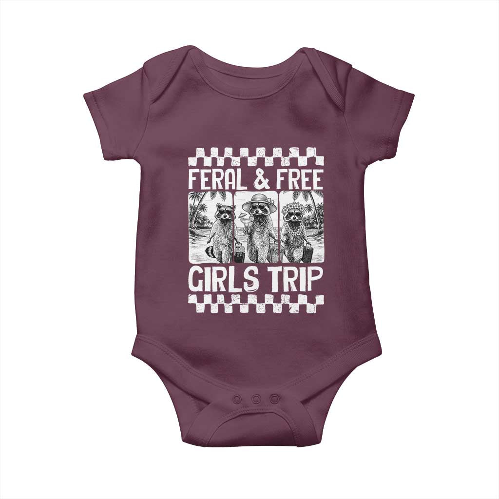 Funny Raccoon Girls Trip Travel Baby Onesie Feral And Free