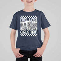 Funny Raccoon Girls Trip Travel T Shirt For Kid Feral And Free