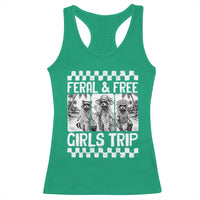 Funny Raccoon Girls Trip Travel Racerback Tank Top Feral And Free