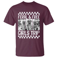 Funny Raccoon Girls Trip Travel T Shirt Feral And Free