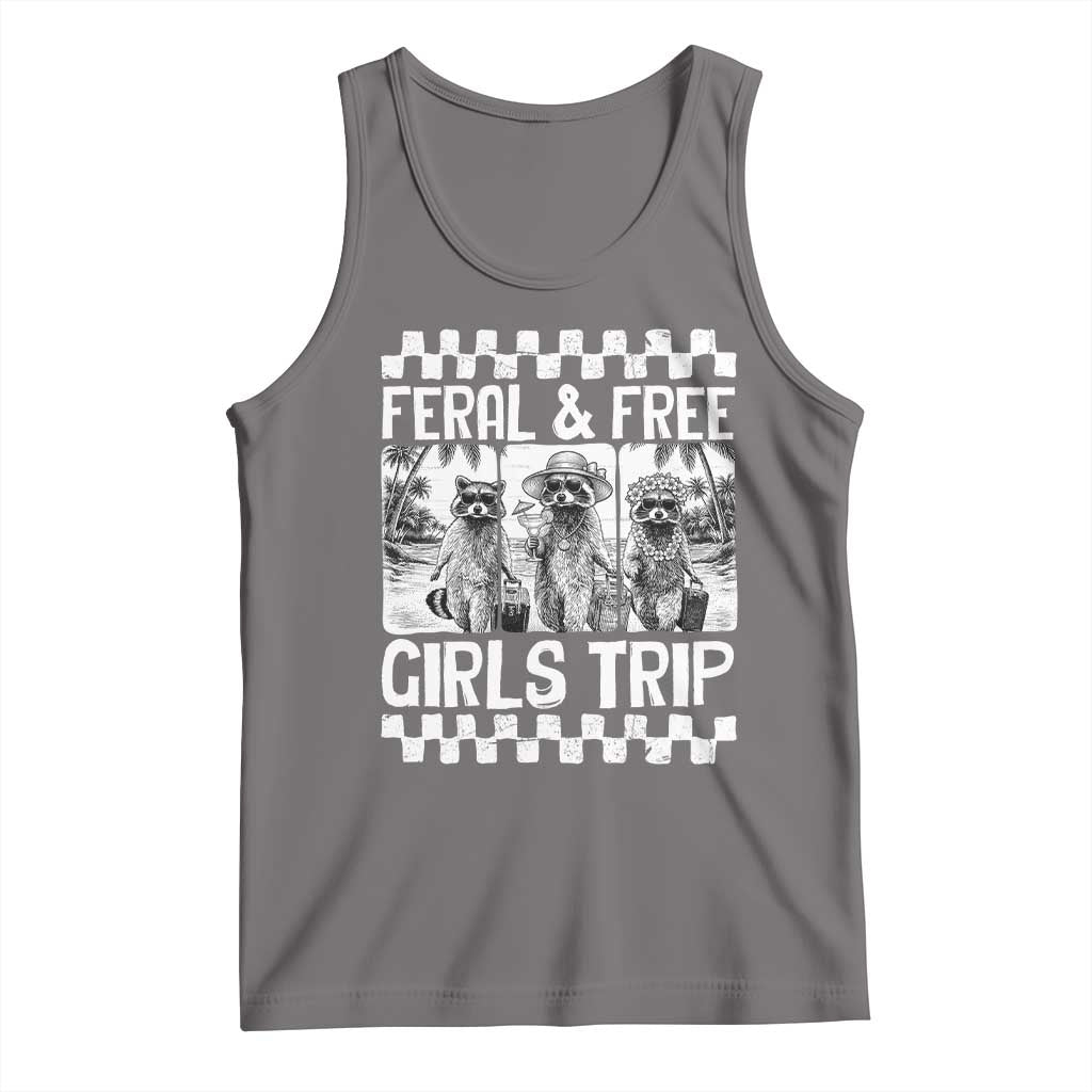 Funny Raccoon Girls Trip Travel Tank Top Feral And Free