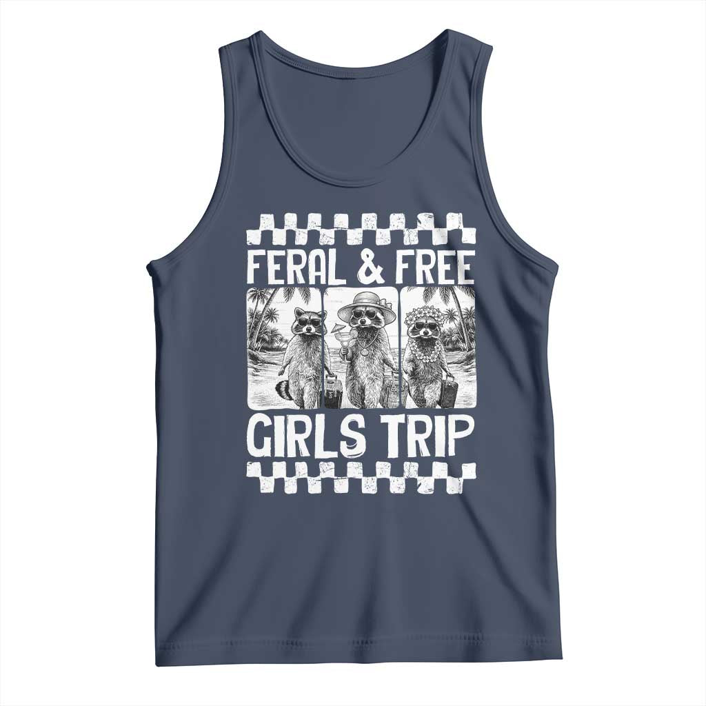 Funny Raccoon Girls Trip Travel Tank Top Feral And Free
