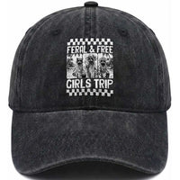 Funny Raccoon Girls Trip Travel Washed Cotton Baseball Cap Feral And Free