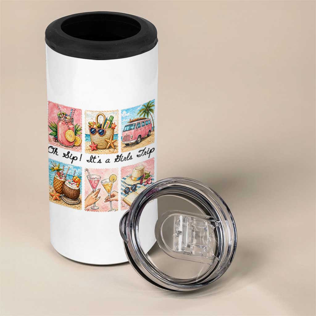 Oh Sip It Is A Girls Trip 4 in 1 Can Cooler Tumbler Beach Trip Best Friends Gift