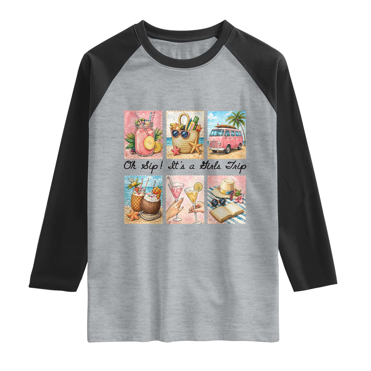 Oh Sip It Is A Girls Trip Raglan Shirt Beach Trip Best Friends Gift