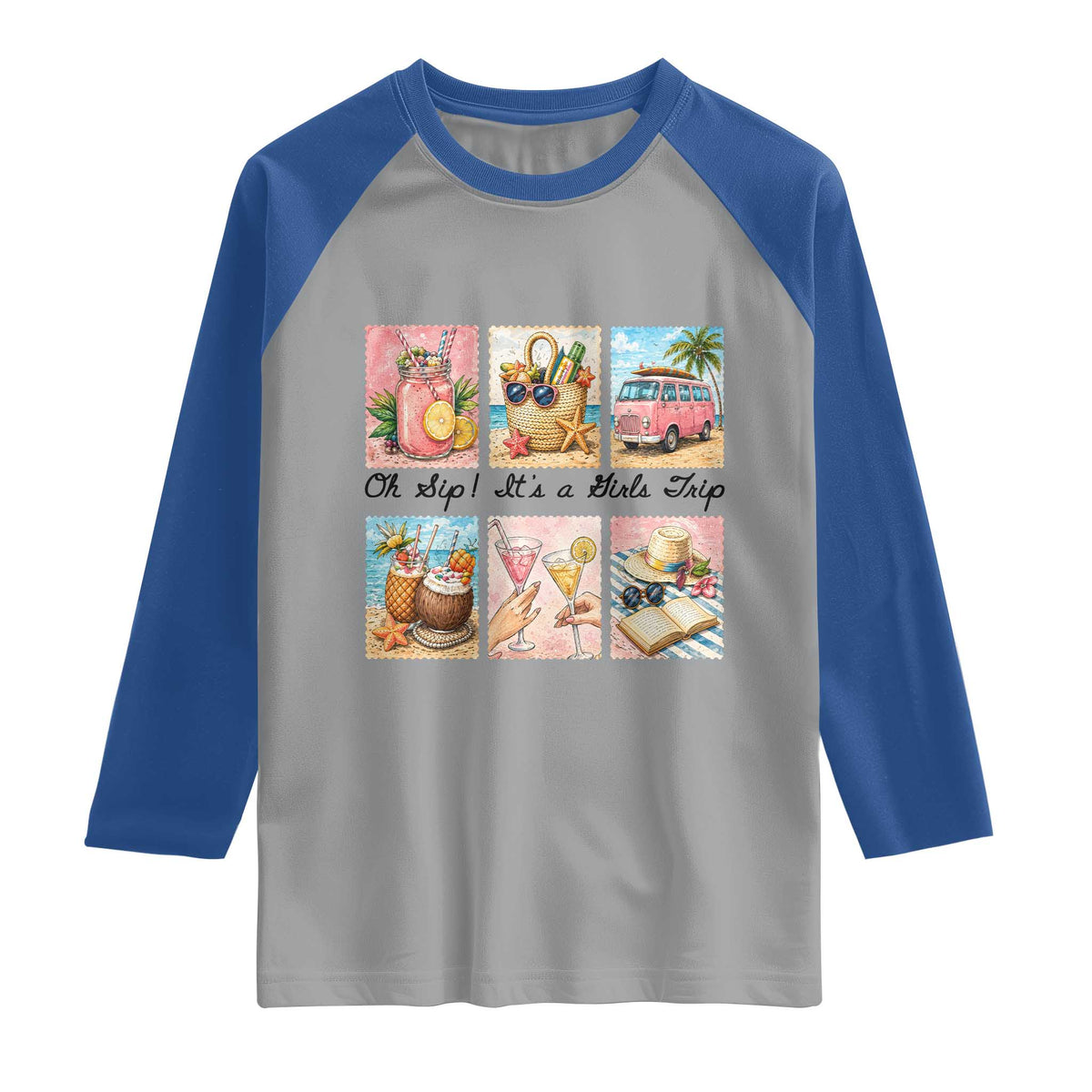 Oh Sip It Is A Girls Trip Raglan Shirt Beach Trip Best Friends Gift