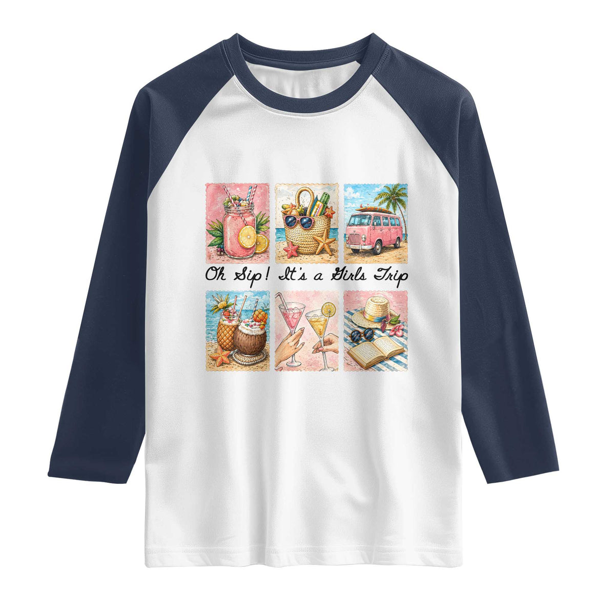 Oh Sip It Is A Girls Trip Raglan Shirt Beach Trip Best Friends Gift