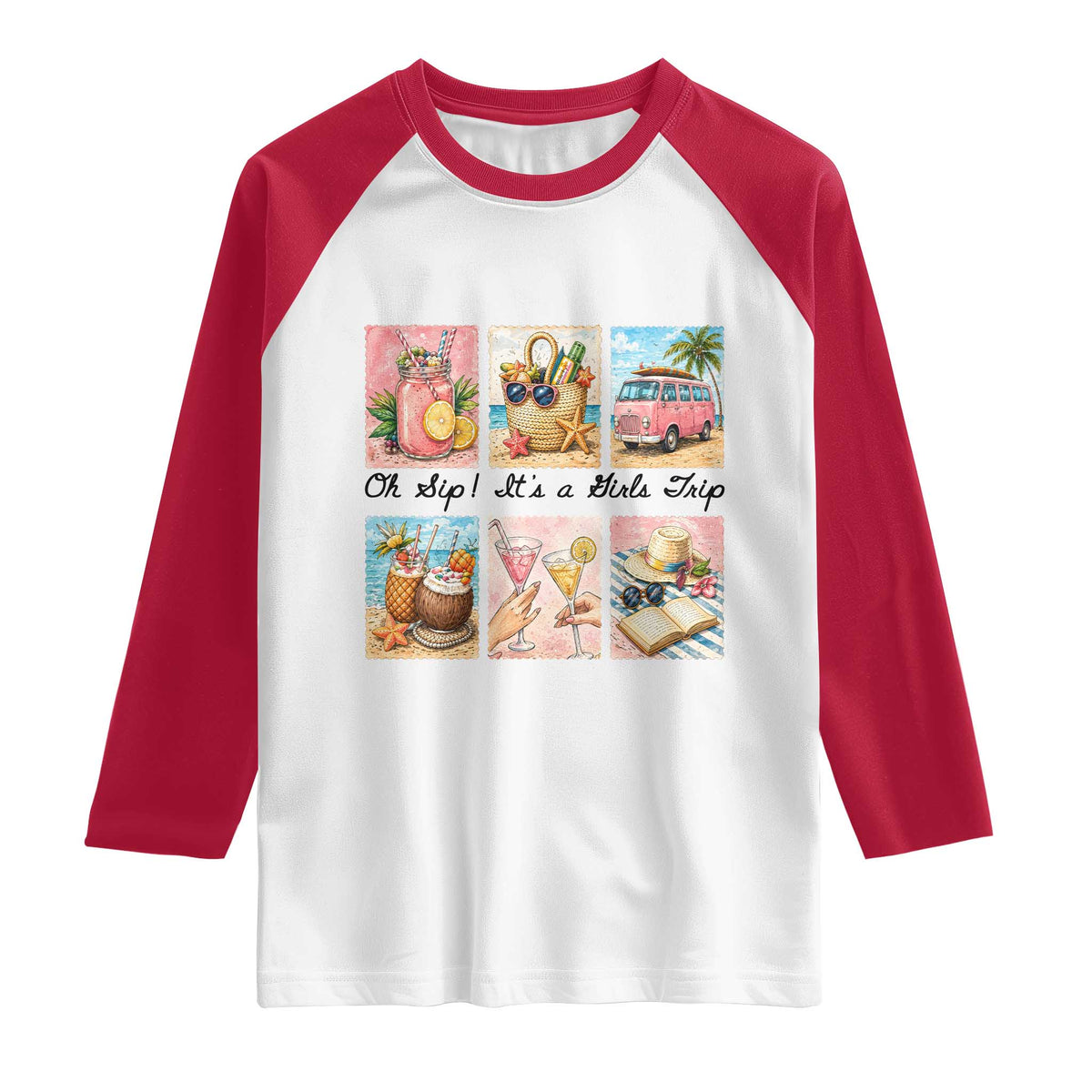 Oh Sip It Is A Girls Trip Raglan Shirt Beach Trip Best Friends Gift