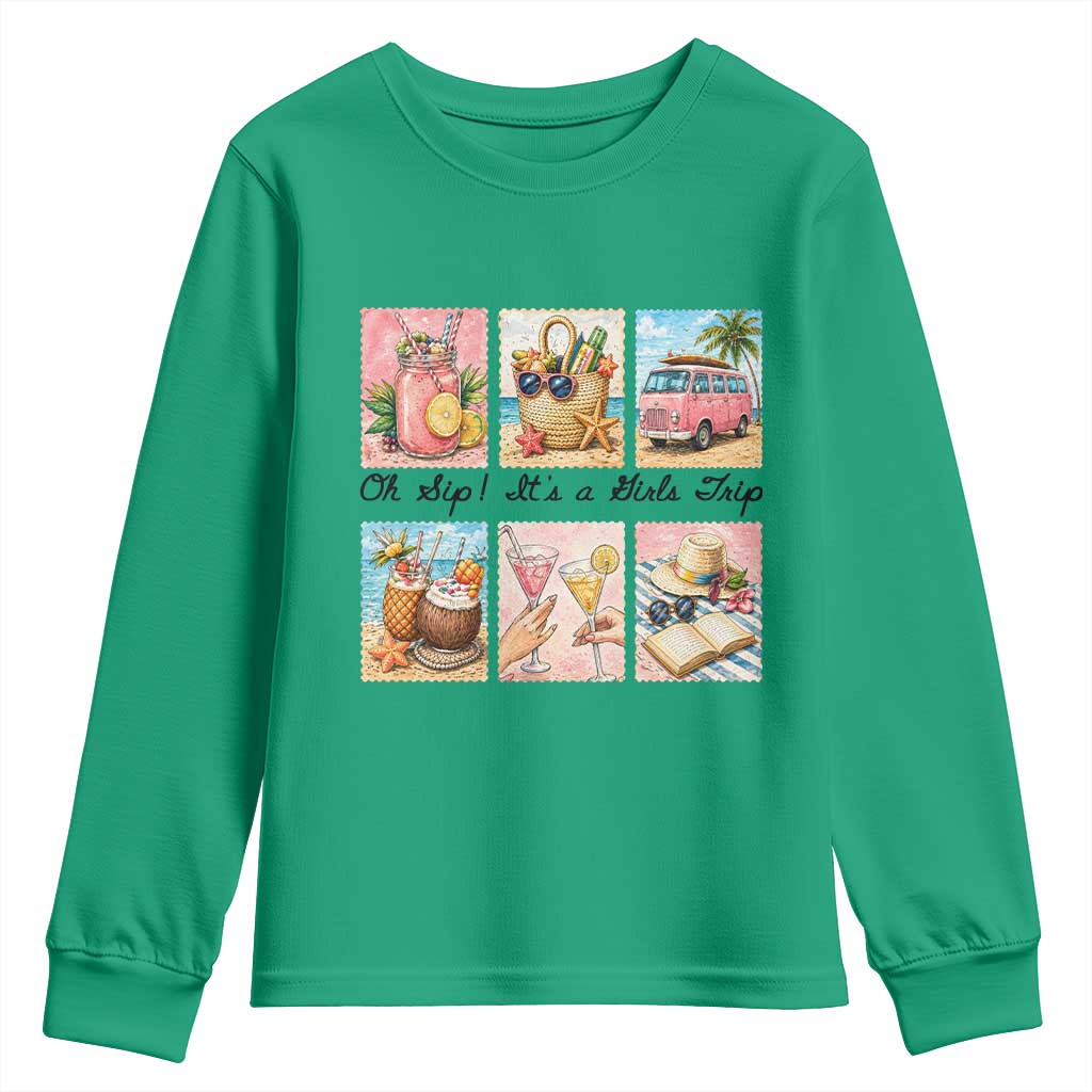 Oh Sip It Is A Girls Trip Youth Sweatshirt Beach Trip Best Friends Gift