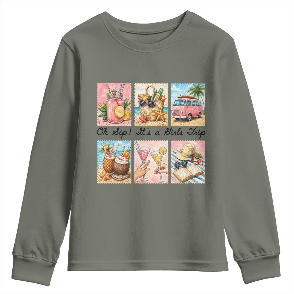 Oh Sip It Is A Girls Trip Youth Sweatshirt Beach Trip Best Friends Gift