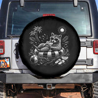 Funny Beach Vacation Trash Panda Spare Tire Cover Summer Raccoon Graphic