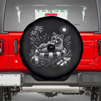 Funny Beach Vacation Trash Panda Spare Tire Cover Summer Raccoon Graphic