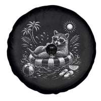 Funny Beach Vacation Trash Panda Spare Tire Cover Summer Raccoon Graphic