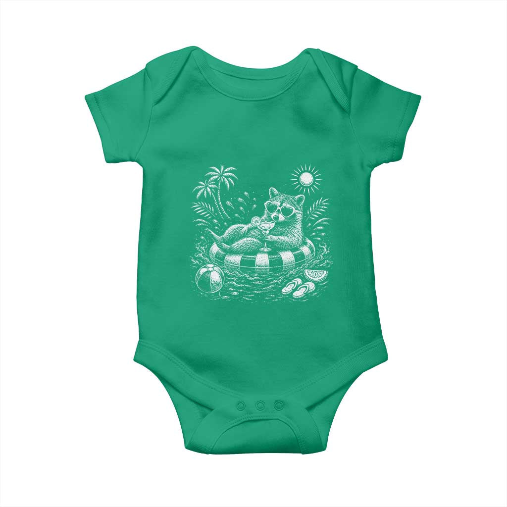 Funny Beach Vacation Trash Panda Baby Onesie Summer Raccoon Graphic