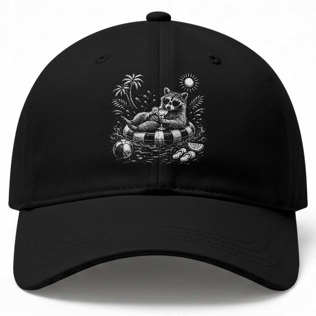Funny Beach Vacation Trash Panda Baseball Cap Summer Raccoon Graphic