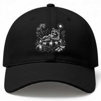 Funny Beach Vacation Trash Panda Baseball Cap Summer Raccoon Graphic