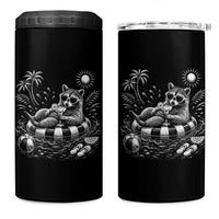 Funny Beach Vacation Trash Panda 4 in 1 Can Cooler Tumbler Summer Raccoon Graphic