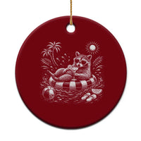 Funny Beach Vacation Trash Panda Ceramic Ornament Summer Raccoon Graphic