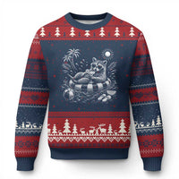 Funny Beach Vacation Trash Panda Ugly Christmas Sweater Summer Raccoon Graphic