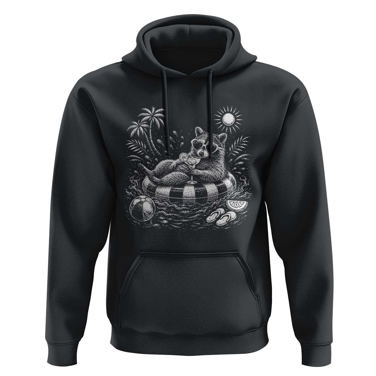 Funny Beach Vacation Trash Panda Hoodie Summer Raccoon Graphic