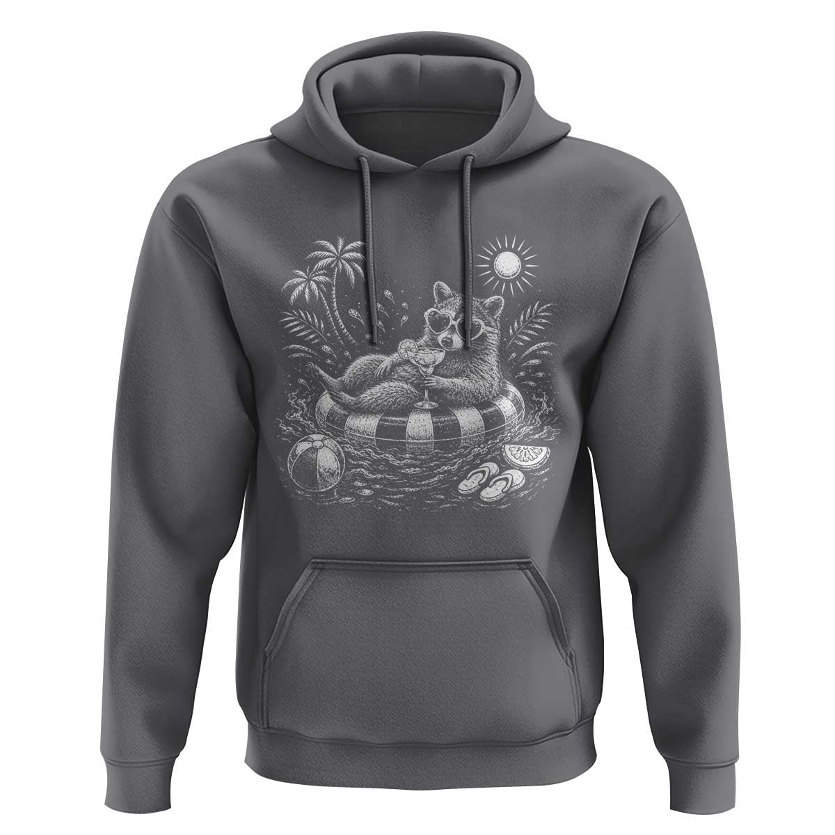 Funny Beach Vacation Trash Panda Hoodie Summer Raccoon Graphic