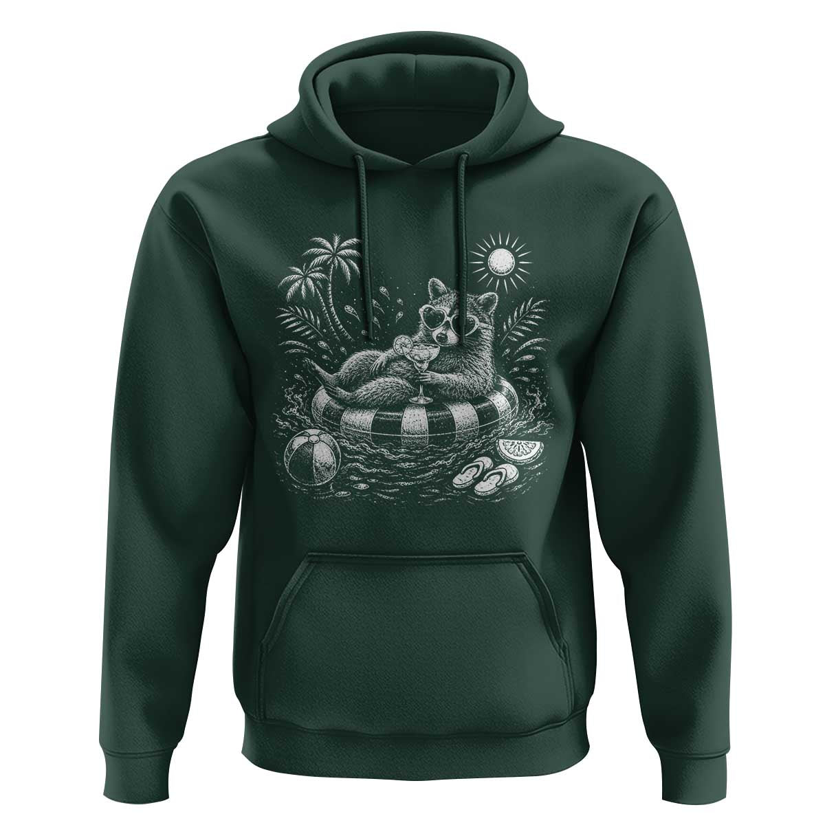 Funny Beach Vacation Trash Panda Hoodie Summer Raccoon Graphic