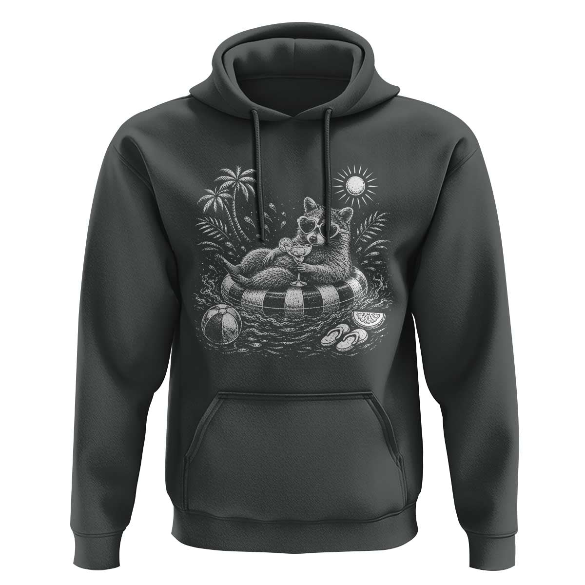 Funny Beach Vacation Trash Panda Hoodie Summer Raccoon Graphic