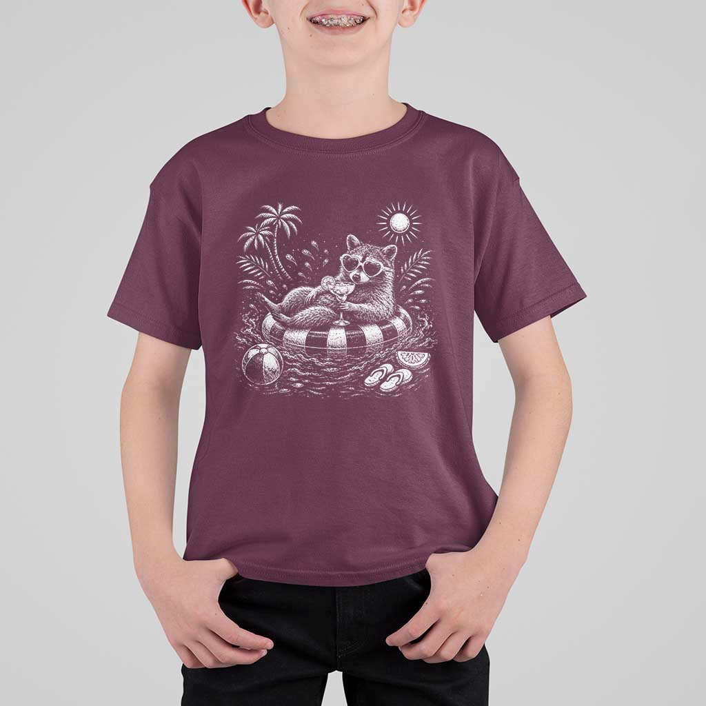 Funny Beach Vacation Trash Panda T Shirt For Kid Summer Raccoon Graphic