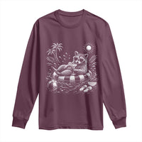 Funny Beach Vacation Trash Panda Long Sleeve Shirt Summer Raccoon Graphic