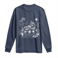 Funny Beach Vacation Trash Panda Long Sleeve Shirt Summer Raccoon Graphic