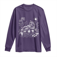 Funny Beach Vacation Trash Panda Long Sleeve Shirt Summer Raccoon Graphic