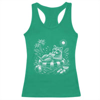 Funny Beach Vacation Trash Panda Racerback Tank Top Summer Raccoon Graphic