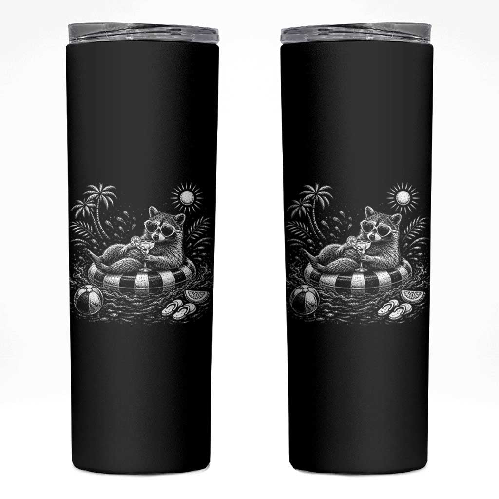 Funny Beach Vacation Trash Panda Skinny Tumbler Summer Raccoon Graphic