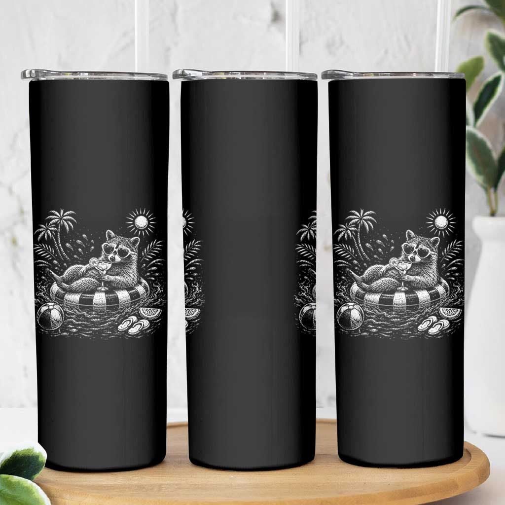 Funny Beach Vacation Trash Panda Skinny Tumbler Summer Raccoon Graphic