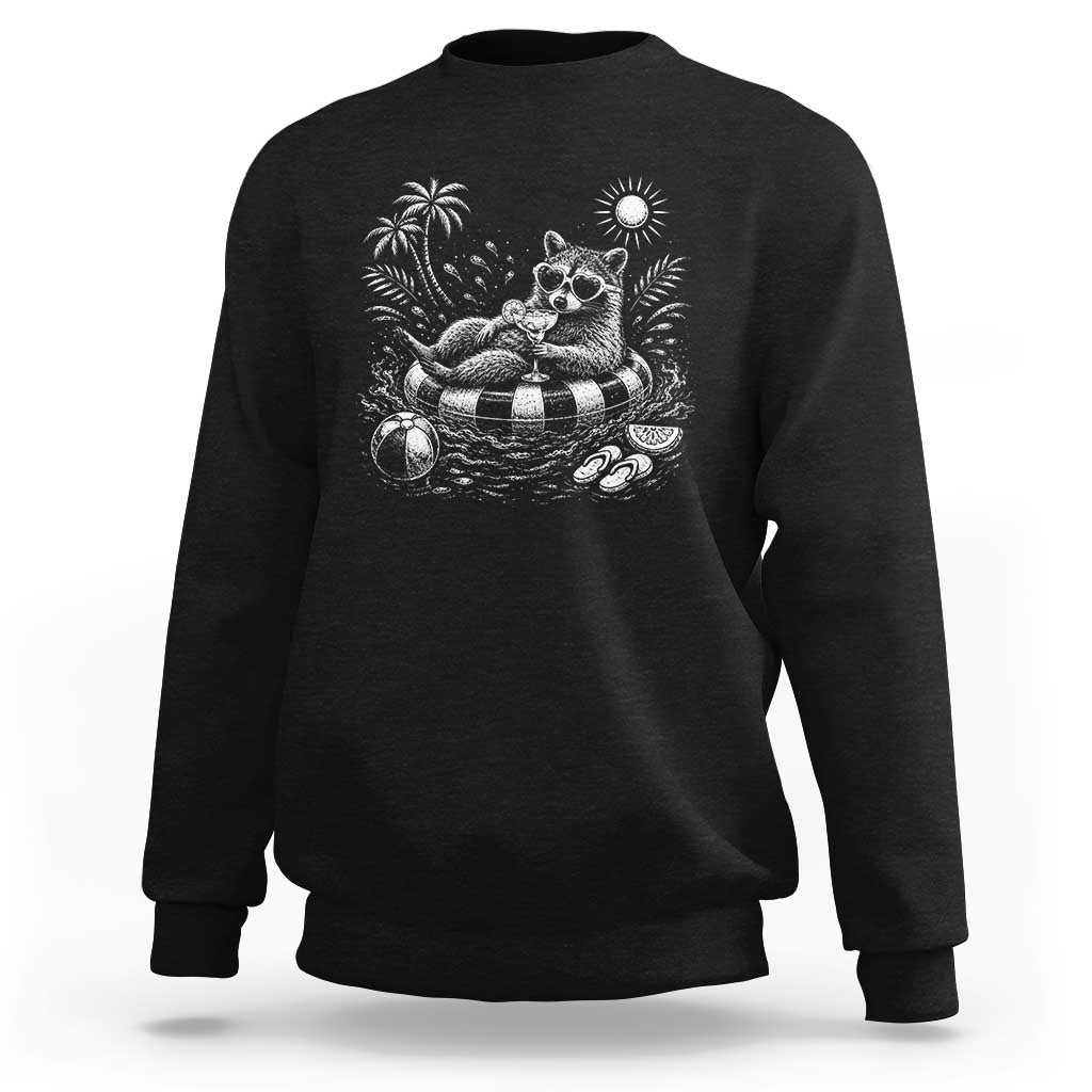 Funny Beach Vacation Trash Panda Sweatshirt Summer Raccoon Graphic