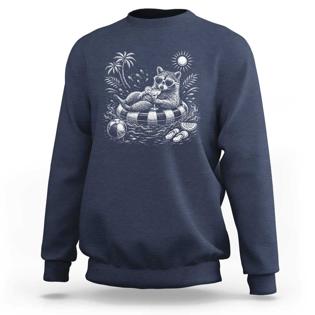 Funny Beach Vacation Trash Panda Sweatshirt Summer Raccoon Graphic