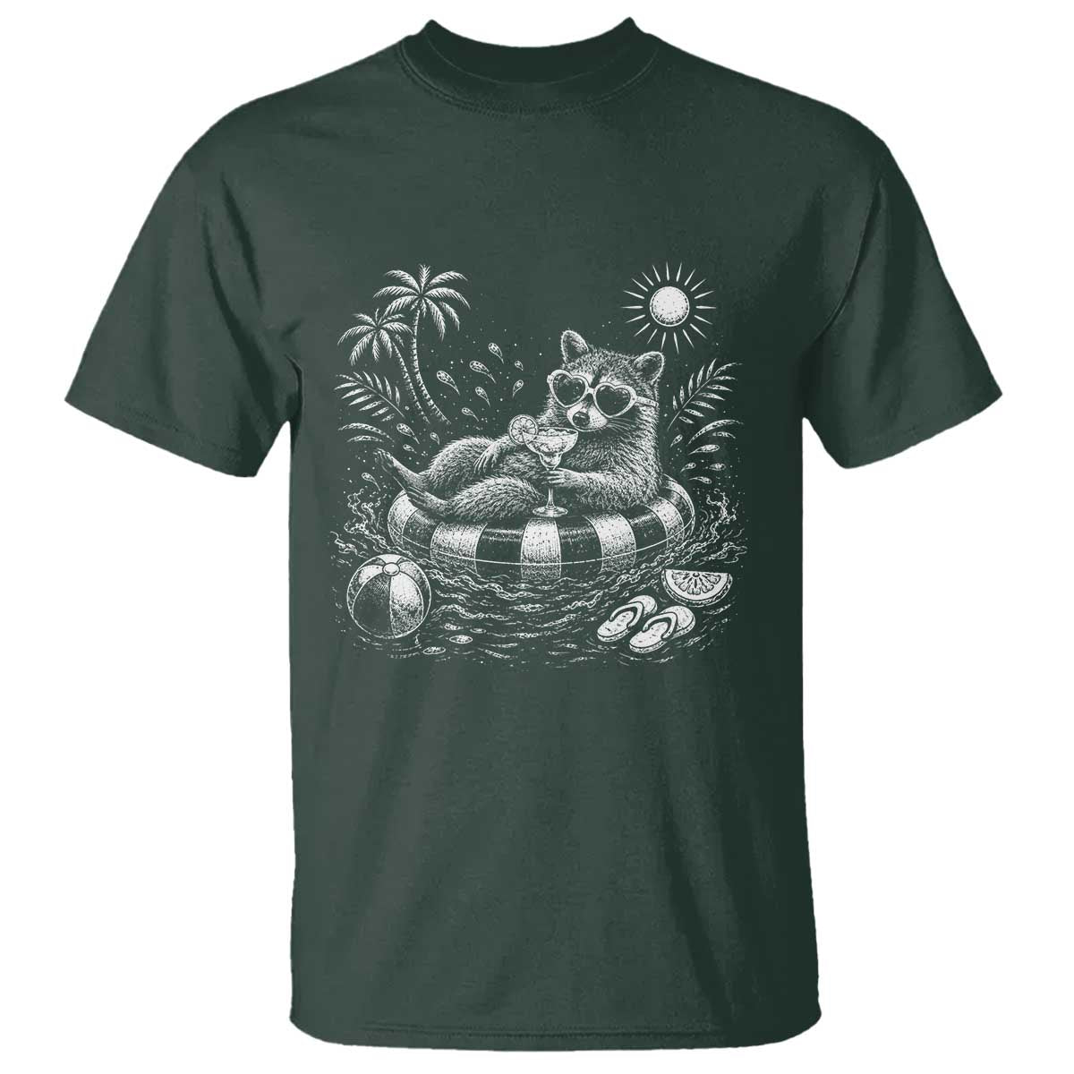 Funny Beach Vacation Trash Panda T Shirt Summer Raccoon Graphic