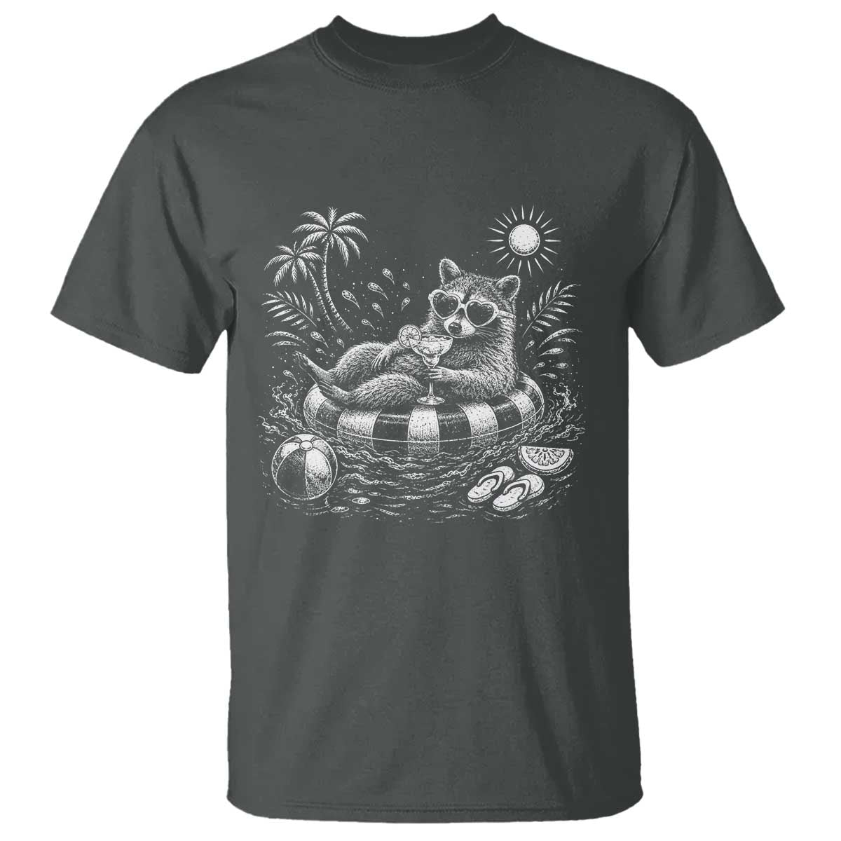 Funny Beach Vacation Trash Panda T Shirt Summer Raccoon Graphic