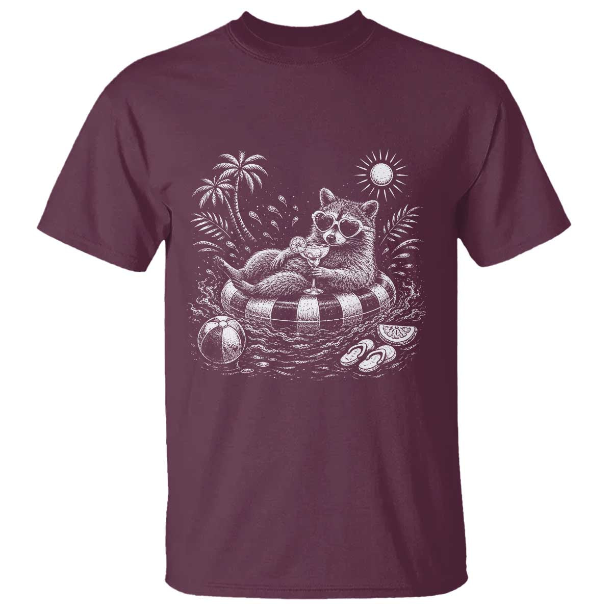 Funny Beach Vacation Trash Panda T Shirt Summer Raccoon Graphic