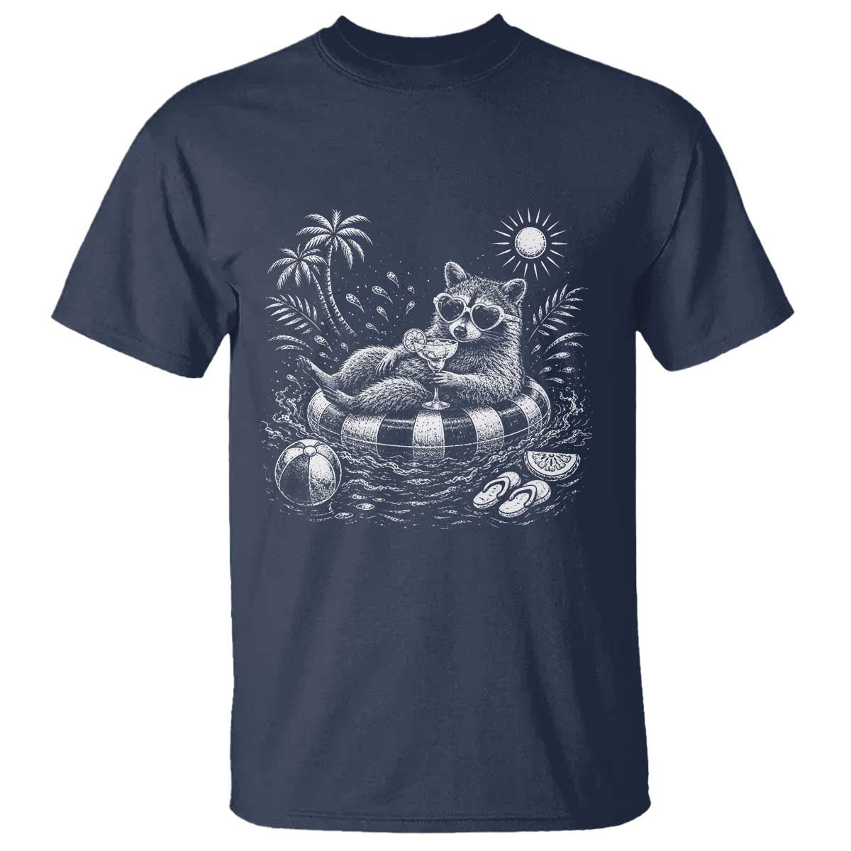 Funny Beach Vacation Trash Panda T Shirt Summer Raccoon Graphic